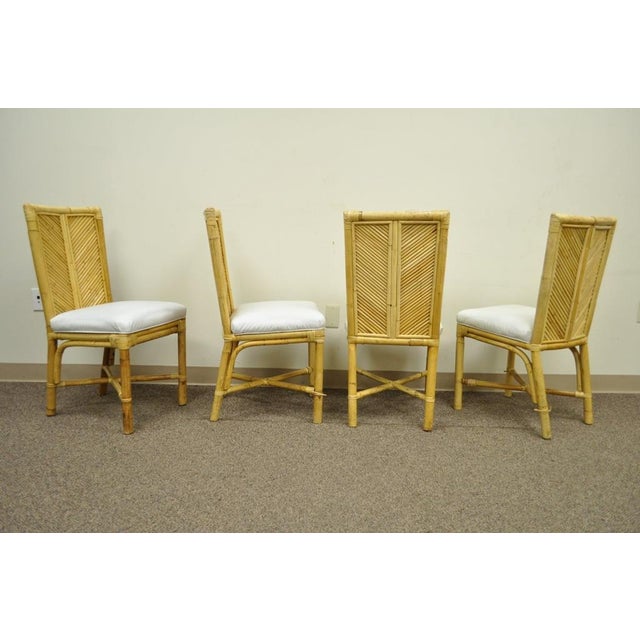 Vintage Hollywood Regency Bamboo Rattan Dining Set Table 4 Chairs