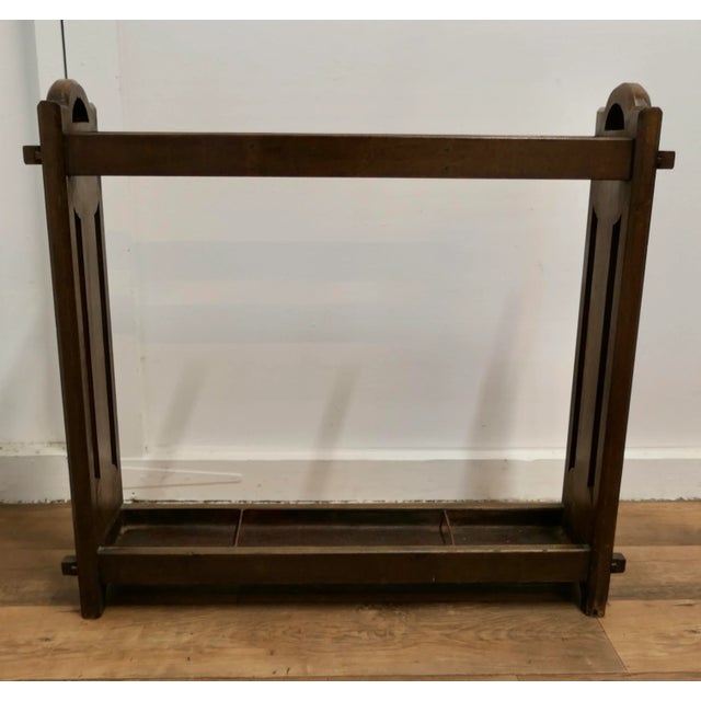 Arts and Crafts Oak Umbrella Stand, 1890s For Sale - Image 5 of 7