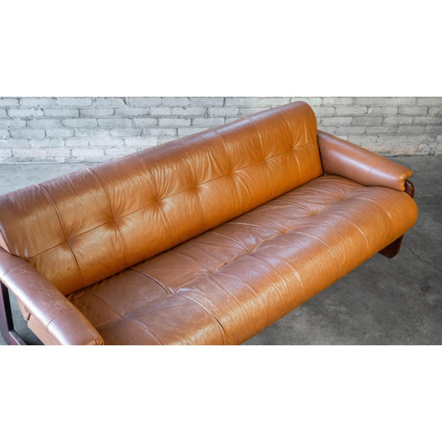 Animal Skin 1970s Percival Lafer Mp-185 Cognac Leather Sofa For Sale - Image 7 of 18