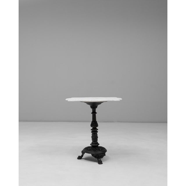 20th Century French Cast Iron Bistro Table With Marble Top Details Small Round For Sale - Image 16 of 18