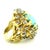 Mid-Century Modern 1960s 18k Gold Turquoise and Diamond Freeform Cocktail Ring, Size 7.5 For Sale - Image 3 of 17