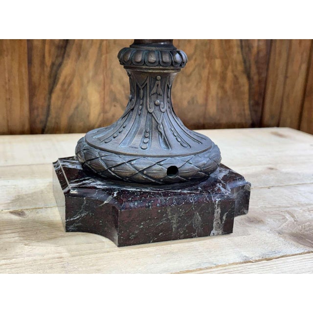 Brown Napoleon III Covered Vases in Spelter with Marble Bases, Set of 2 For Sale - Image 8 of 13