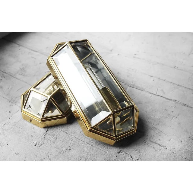 Mid-Century Modern Geometric Mid-Century Modern Sconces in Brass, 1970s, Set of 2 For Sale - Image 3 of 11