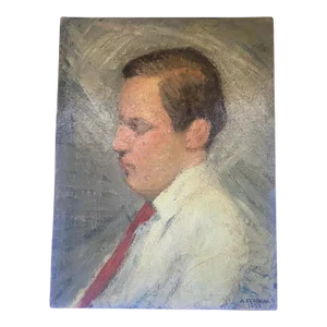 Mid Century Modern Expressionist Oil Painting of Man, Circa 1953