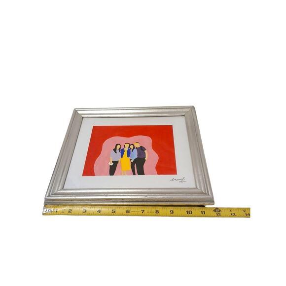 Modern Art Deco People Colorful Watercolor Wooden Frame Tabletop Contemporary For Sale - Image 10 of 14
