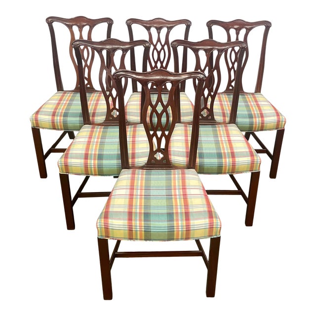 Vintage Henredon Chippendale Style Mahogany Dining Chairs Set of 6