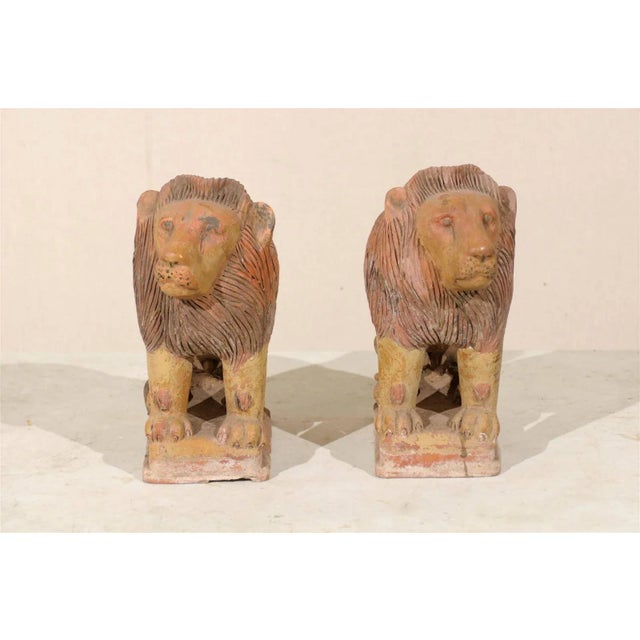 British Colonial Terracotta Lions - a Pair For Sale - Image 9 of 10