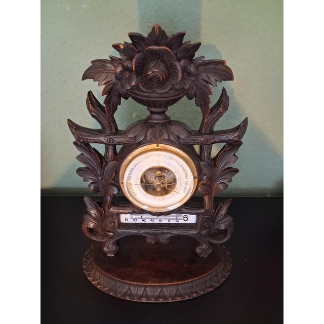 Black forest Barometer & Thermometer desk stander with floreal design,made on germany on schwarlwald area, thermometer and...