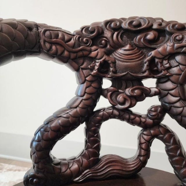 19th Century Japanese Meiji Era Hand-Carved Dragon Throne Armchair For Sale - Image 13 of 18