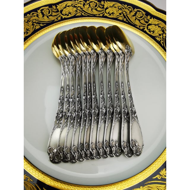 Ice Scoops and Serving Set in Silver Vermeil, 1940s, Set of 13 For Sale - Image 9 of 11