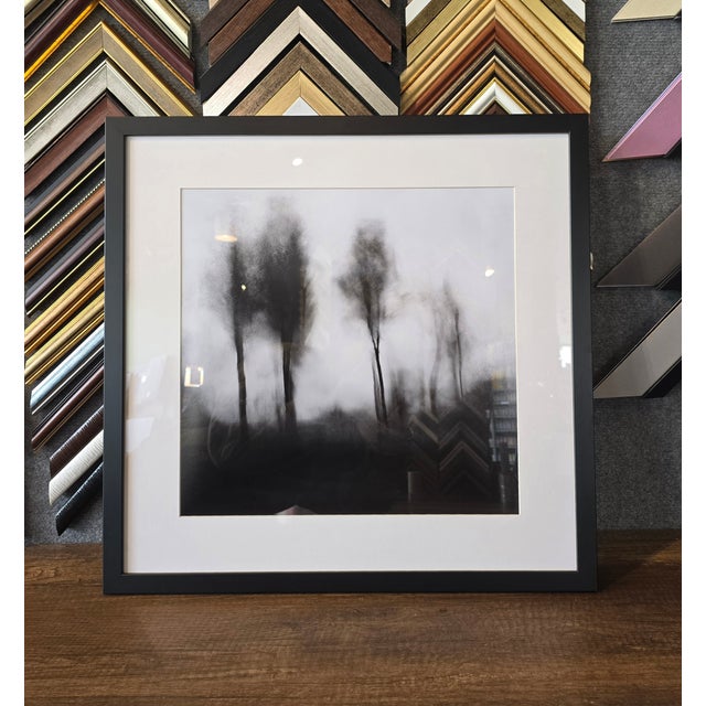 Wood 20" X 20" 'Blurred Landscape' #5 Framed Original Black and White Photography For Sale - Image 7 of 7