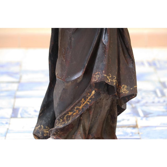 Antique Large Saint Anthony of Padua With Glass Eyes and the Child Jesus, 18th Century, Portuguese For Sale - Image 16 of 18