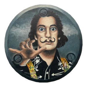 1970’s Original Julian Landa Surrealist Trompe L’oeil Painting “Salvador Dali” Signed