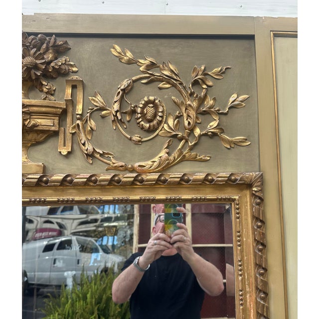 19th Century Huge Antique Neoclassical Giltwood Tremeau Mirror For Sale - Image 5 of 5