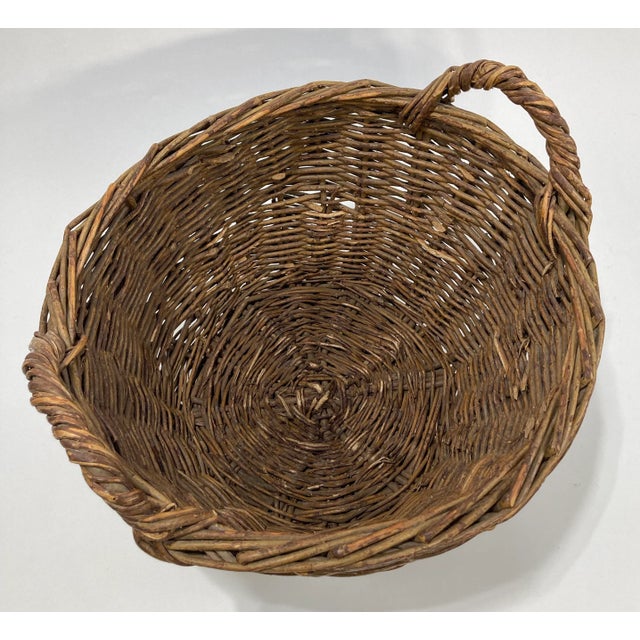 Wood Vintage Large French Woven Grapevine Basket For Sale - Image 7 of 10