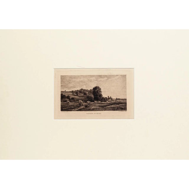 Paysage du berri is an original black and white etching on paper, realized by charles-françois daubigny. At the bottom...