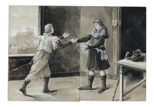 Study for Scenography - Original Tempera on Cardboard - 20th Century 20th Century