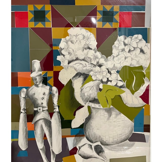 Mary Ingebrand-Pohlad, Mixed Media Modernist Painting Collage Nantucket Whirligig Americana Folk Art, c.1990's For Sale - Image 9 of 11