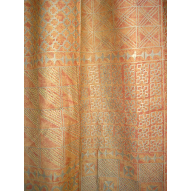 Abstract Fortuny Orange Ashanti Design Vintage Curtains a Pair For Sale - Image 3 of 10