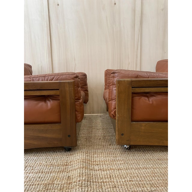Brown Italian Leather Club Chairs, 1960s, Set of 2 For Sale - Image 8 of 12