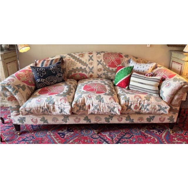 Robert Kime's largest, deep-seated sofa with a beech frame and traditional construction and upholstery with their...