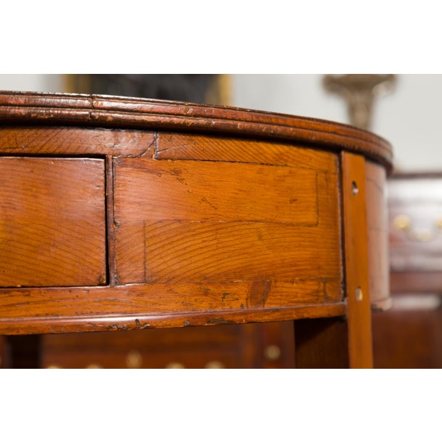 English 1860s Pine Center Table with Partitioned Drawer and Faux Bamboo Legs For Sale - Image 10 of 11