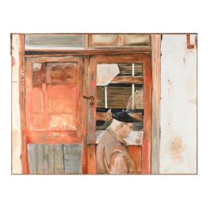 Joellyn Duesberry, Large Colorado Modernist Oil Painting Wharf Street Plein Air New Orleans Street, 1976