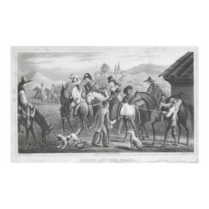 Antique Setting Out From Tarija Bolivian Engraving