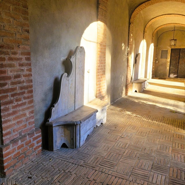 19th Century Wooden Castle Entrance Benches, Italy, Set of 4 For Sale - Image 15 of 18