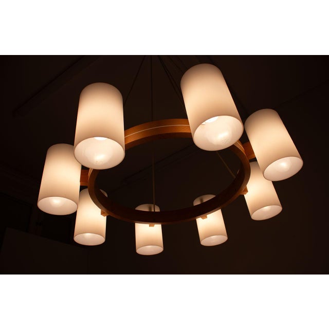 Beige Large Chandelier by Uno and Östen Kristiansson for Luxus, 1960s For Sale - Image 8 of 9