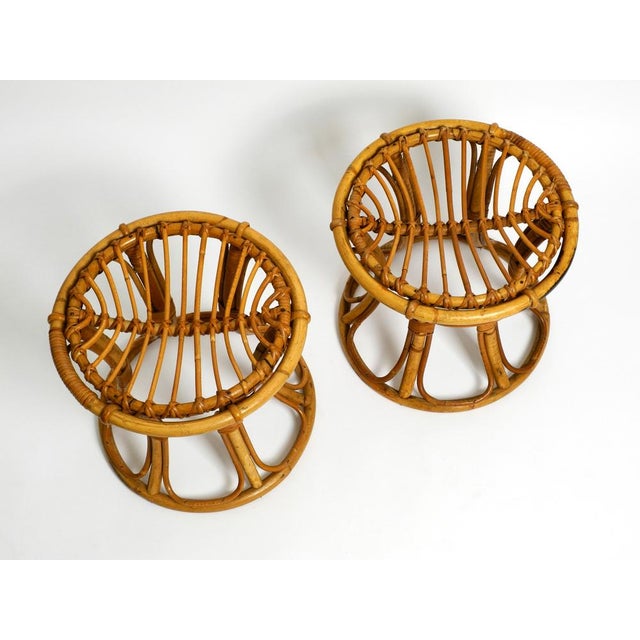 1960s Set of Italian Bamboo Stools, 1960s For Sale - Image 5 of 18
