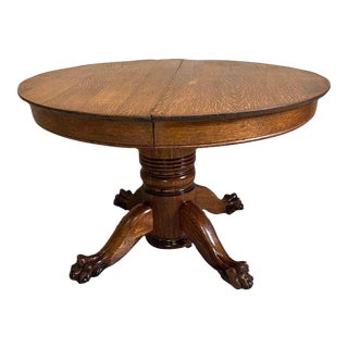 Antique Tiger Oak Round Dining Table. 19th Century. For Sale
