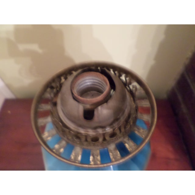 Cerulean Antique GWTW Porcelain 20" Lamp & Ornate Brass Base W/ Hand Painted Cherubs For Sale - Image 8 of 10