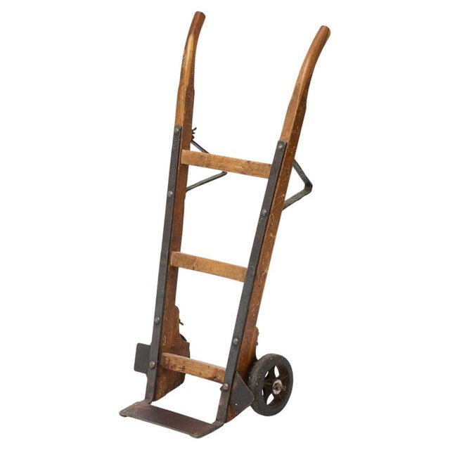 Vintage Industrial Wood and Iron Hand Truck, 1930s For Sale - Image 14 of 14