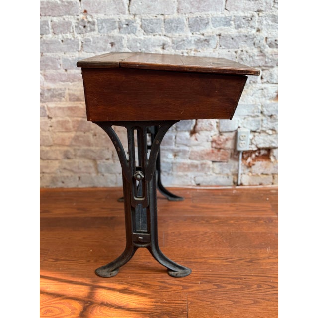 Chestnut Antique School Desk For Sale - Image 8 of 8