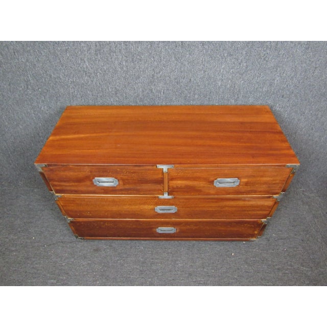 Mid 20th Century Campaign Style Chest of Drawers by Bernhardt For Sale - Image 5 of 13