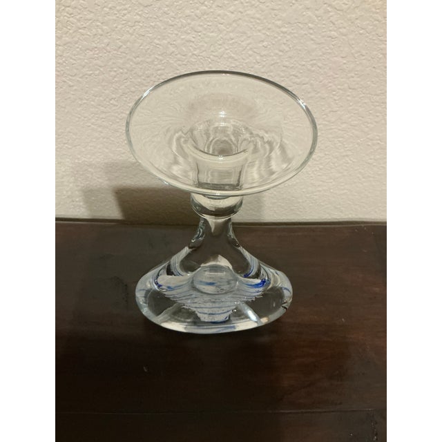 Arts & Crafts Vintage Small Hand‑blown Art‑glass Candle Holder Vessel For Sale - Image 3 of 8
