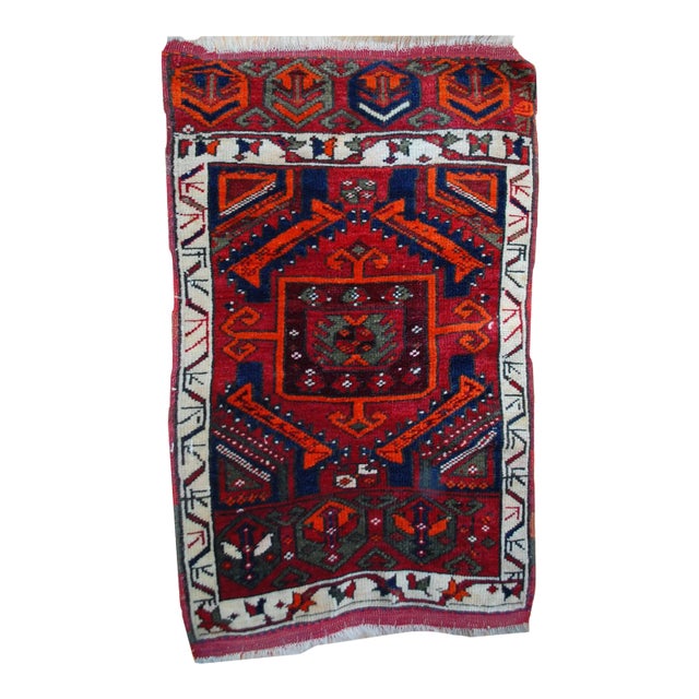 1890s Handmade Antique Collectible Turkish Yastik Rug For Sale