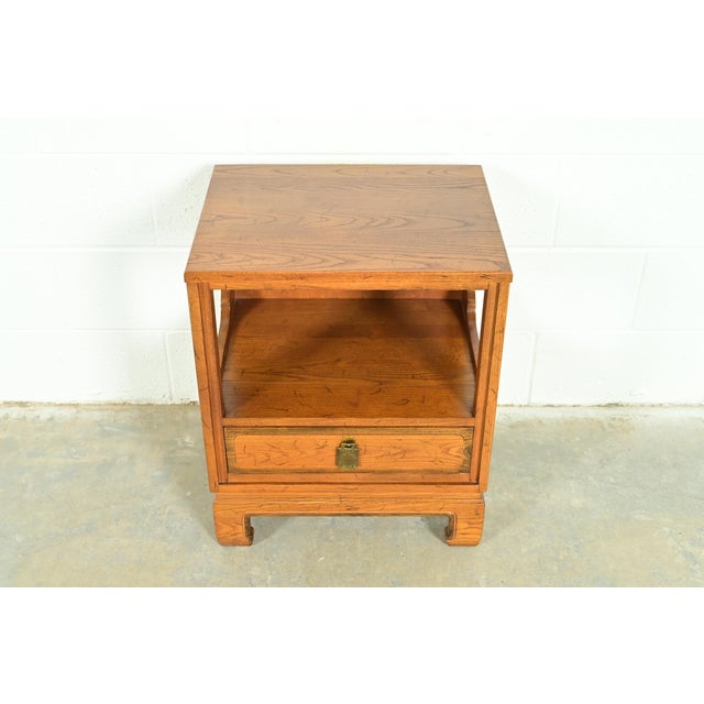 Mid-Century Modern Davis Cabinet Co. Mid-Century Hollywood Regency Chinoiserie Teak Nightstand, Circa 1960s For Sale - Image 3 of 15