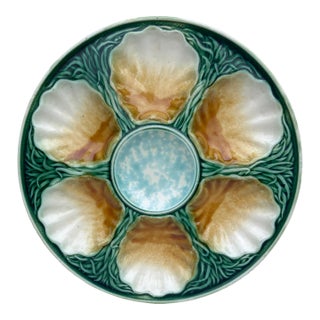 French Majolica Oyster Plate Salins, Circa 1890 For Sale