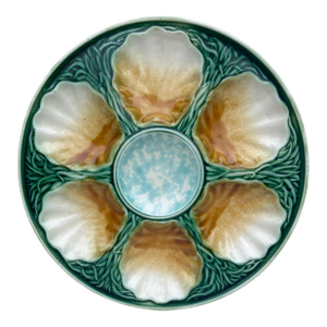 French Majolica Oyster Plate Salins, Circa 1890