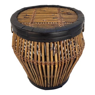 Vintage Split Bamboo/Reeded Basket W/Lid For Sale