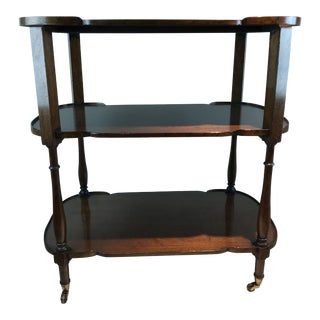 1930's Art Deco Mahogany Portable English Tea Bar Cart For Sale