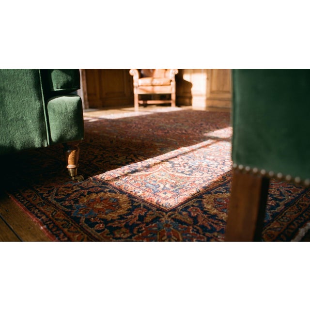 1900s Red Medallion Antique Persian Kashan Rug 4'2" X 6'6" Handknotted Wool Carpet For Sale In New York - Image 6 of 8