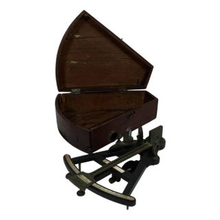 Ebony Ships Navigators Octant in Box For Sale