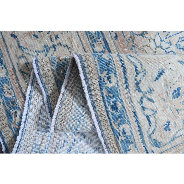 1970s Vintage Persian Handmade Wool Cotton Blue Area Rug For Sale - Image 11 of 11