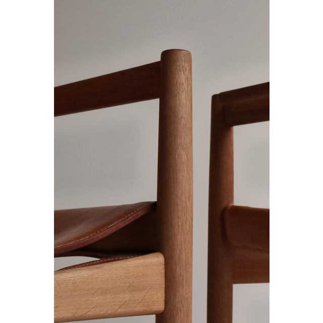 Model BM3238 Spanish Armchairs in Oak and Leather by Børge Mogensen for Fredericia, 1970s, Set of 2 For Sale - Image 9 of 18