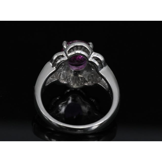 Late 20th Century Intense Pink Sapphire 0.41ct Diamond Platinum Ring Size 5.5 For Sale - Image 15 of 18
