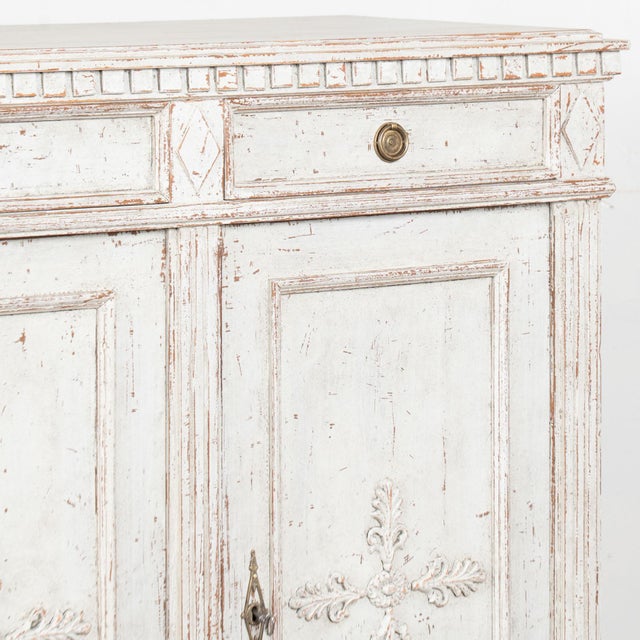 19th Century Swedish White Painted Gustavian Tall Sideboard For Sale - Image 10 of 18