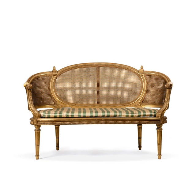Late 19th Century Giltwood Sofa Louis XVI Style For Sale - Image 4 of 4